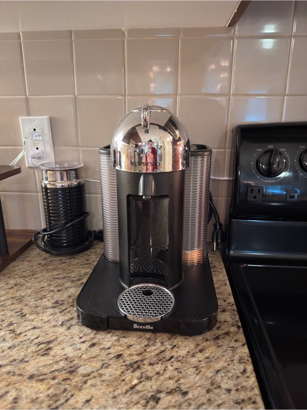 Nespresso Coffee & Espresso Machine in Silver and Black